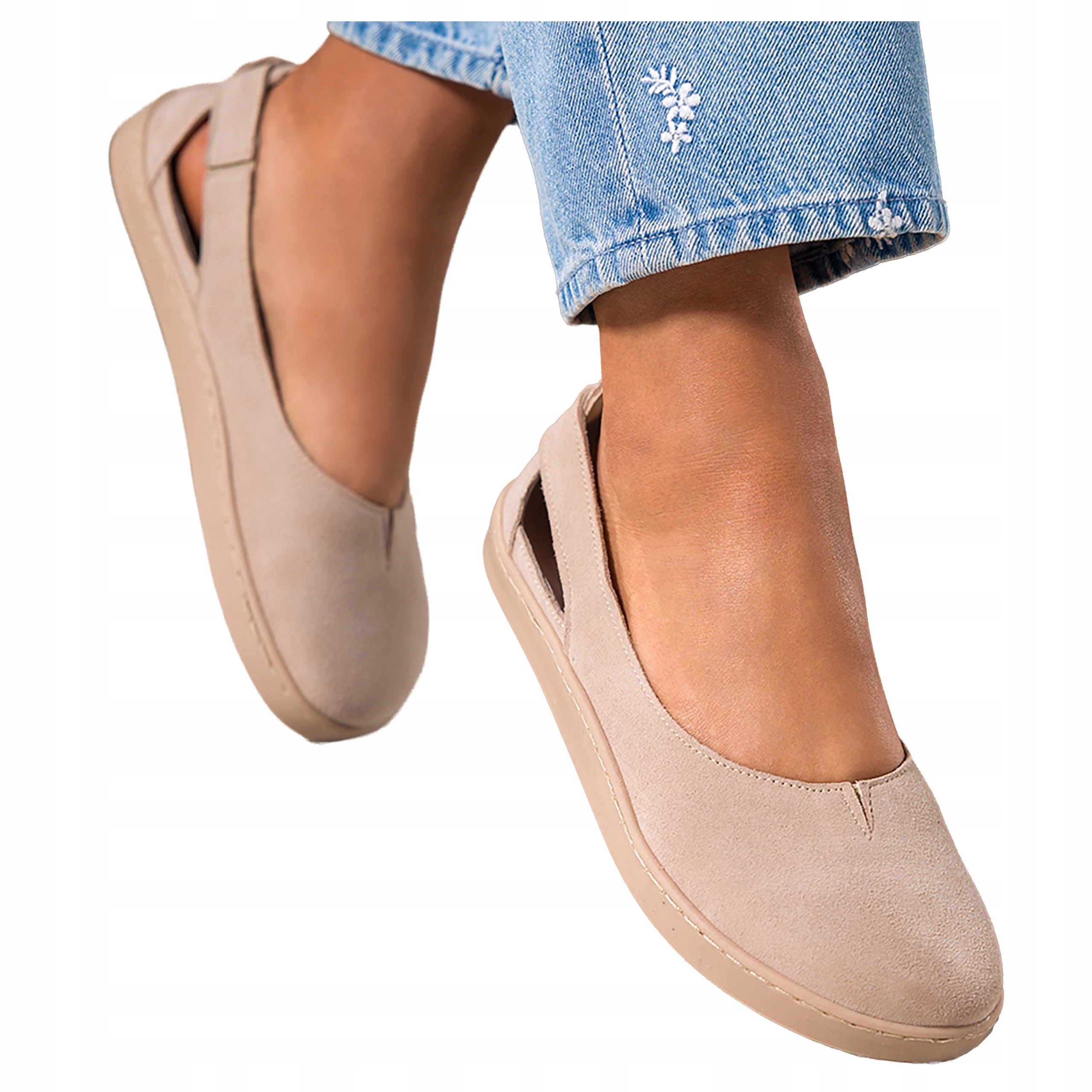 Béžové Baleríny Dámské Barefoot Semišové Elastická podrážka Kožené r 41