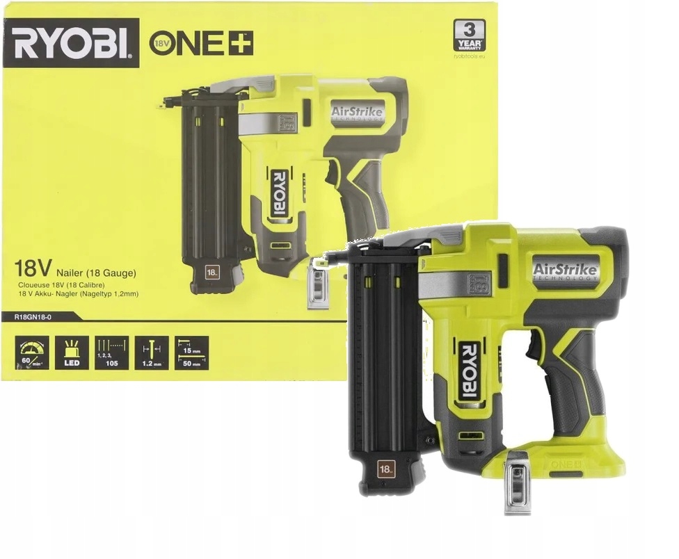 Ryobi Akumulatorowa Gwoździarka Sztyfciarka 18G 18V One+ R18GN18-0