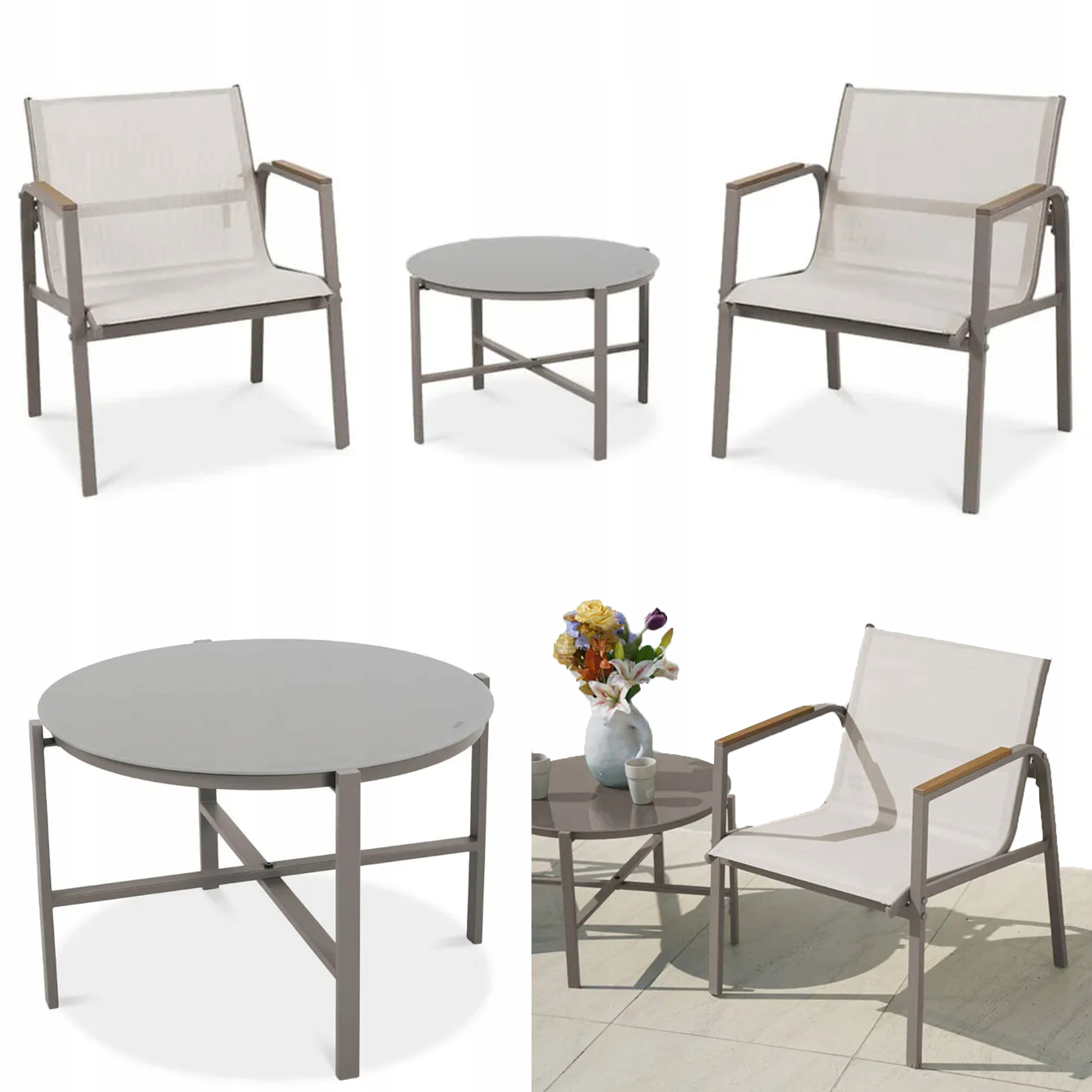 Sada záhradných balkónových nábytkov Mango Kreslo Stôl na balkón Terasa