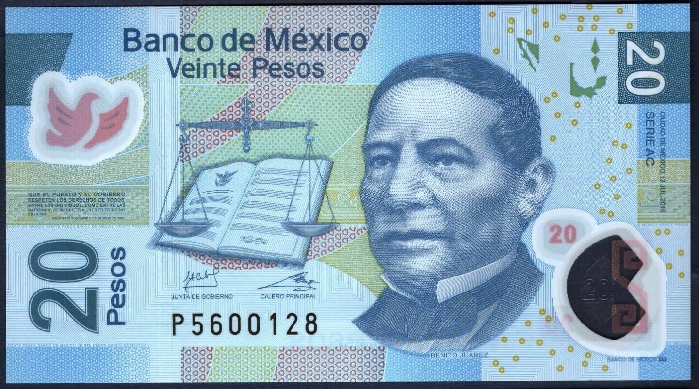 MEKSYK 20 Pesos 12.7. 2016 P-122ac POLIMER UNC