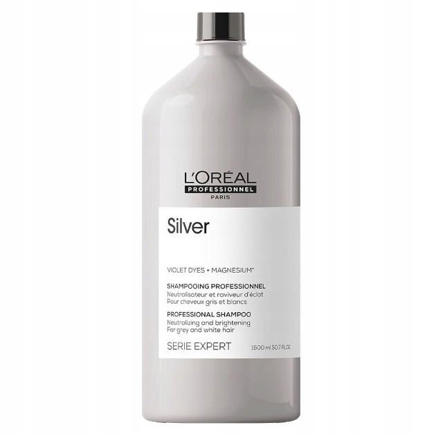 LOREAL SILVER szampon WŁOSY SIWE 1500 + pompka