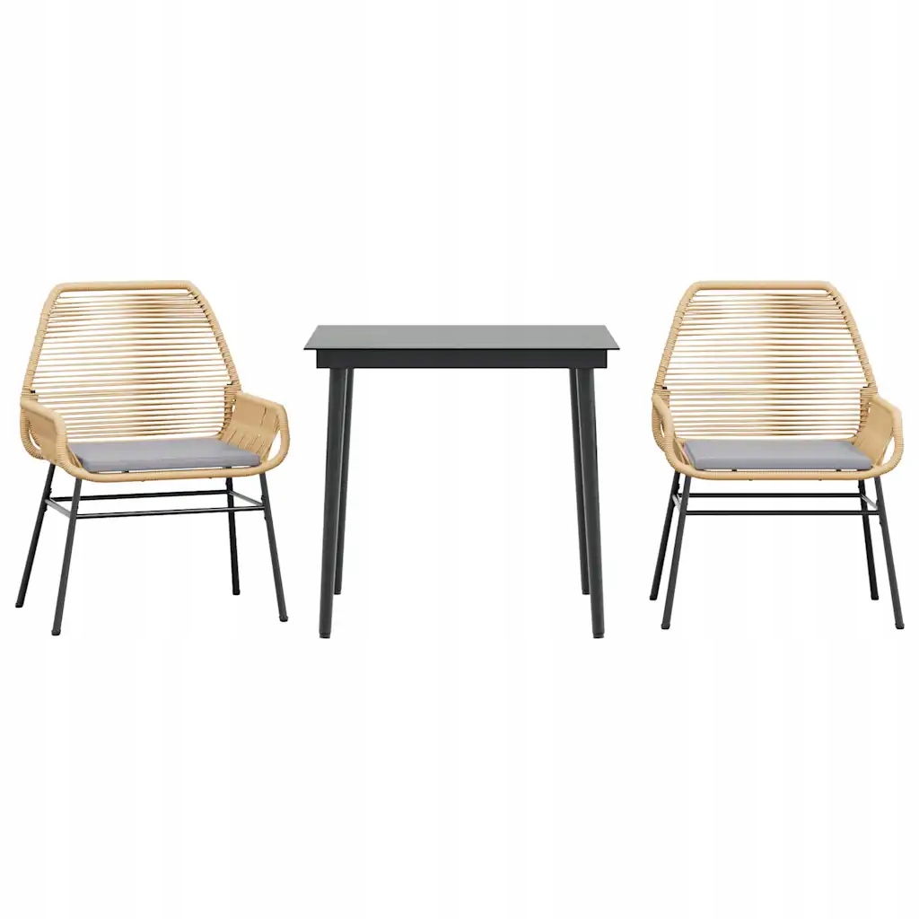 Sada zahradního nábytku Rattan Pe a Ocel, stůl 80x80x74 cm, židle 57x6