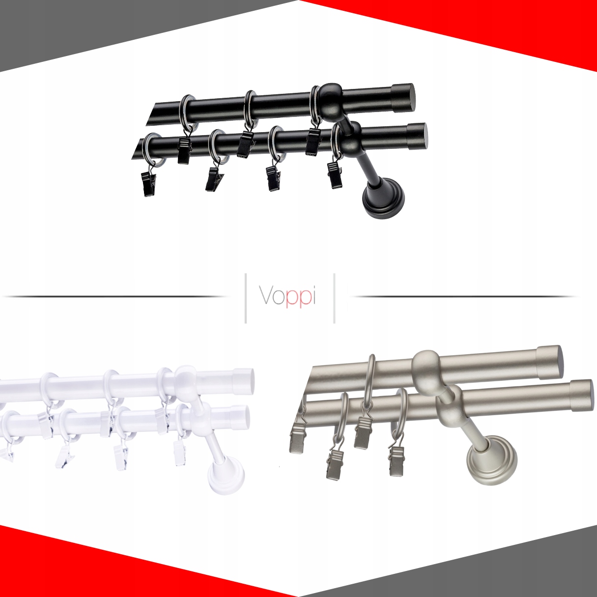 KARNISZ SIMPLE CICHE KÓŁKA PODWÓJNY 19+19 MM / 220 Długość drążka 220 cm