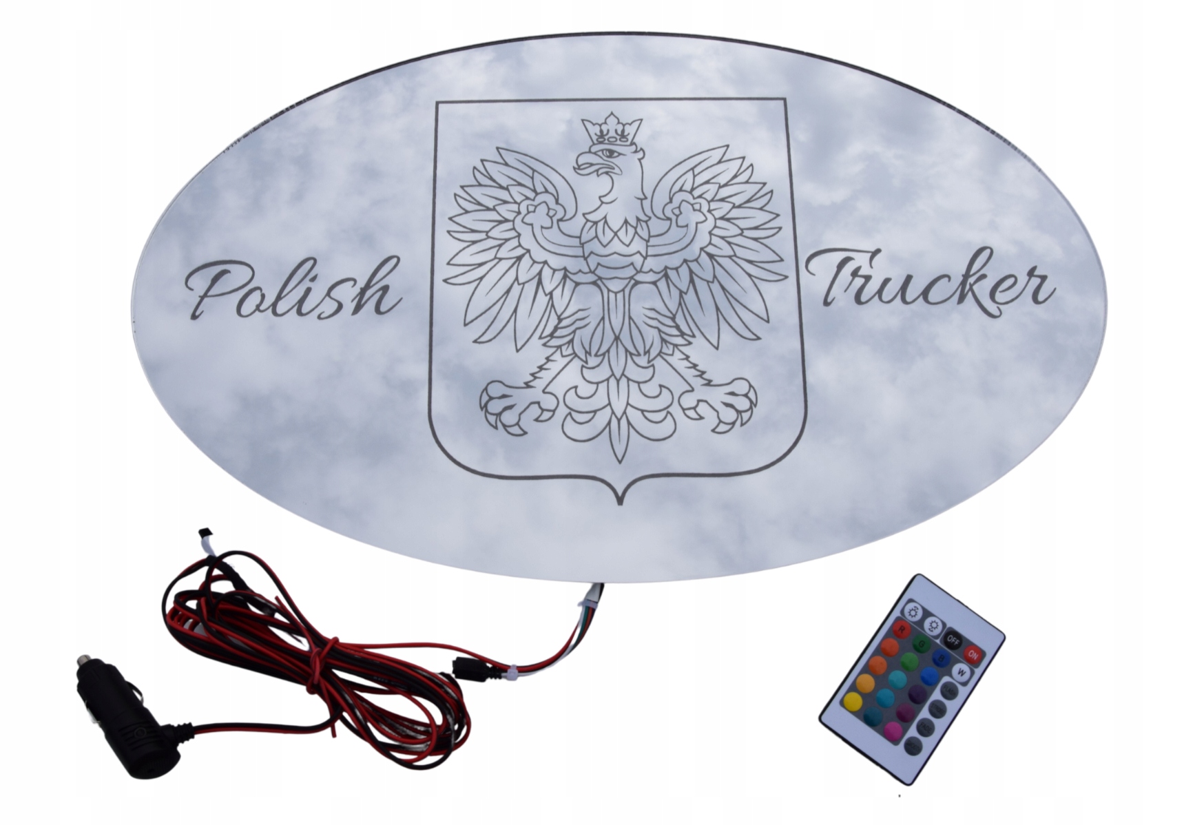 Led zrkadlo Rgb Polish Trucker orol znak Tir 12V