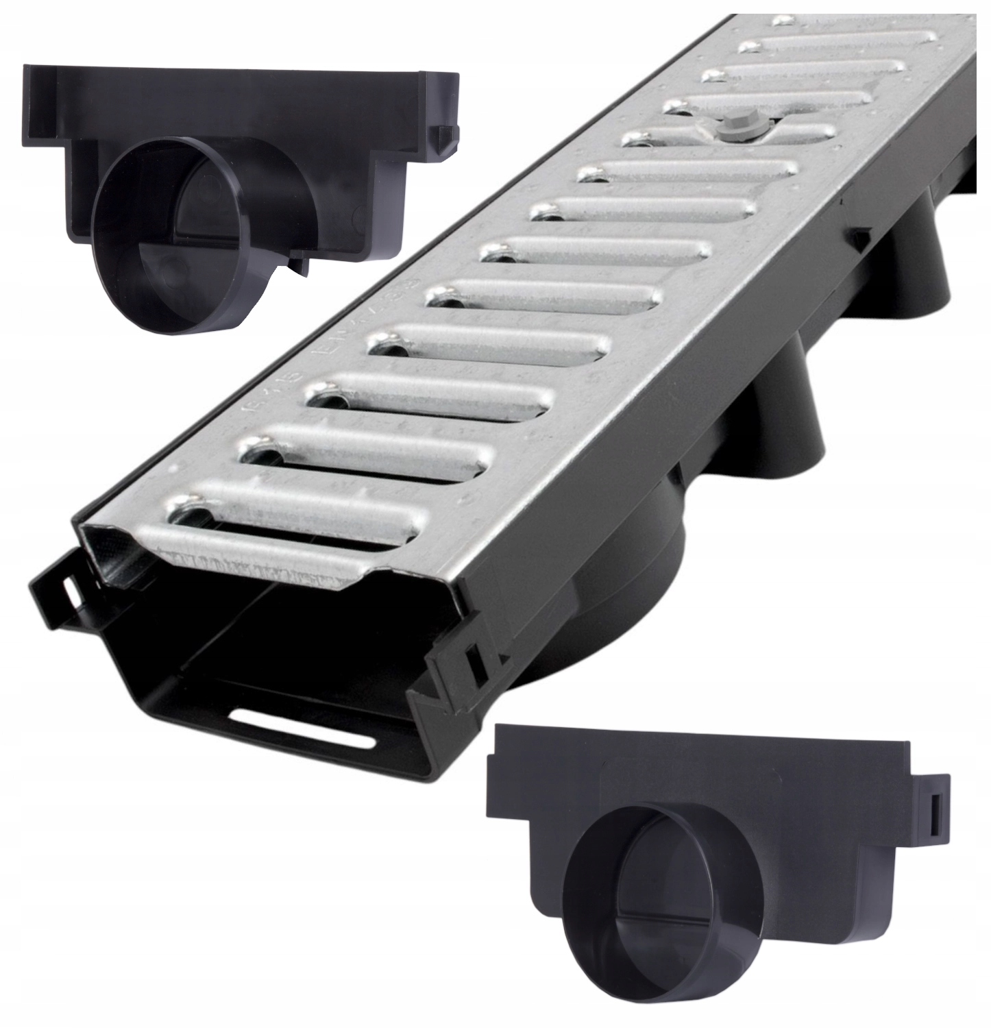 Lineární odtok do garáže 5 m Mřížka Ocel Pozinkovaná 63x131 mm 1,5 Tony Komplet