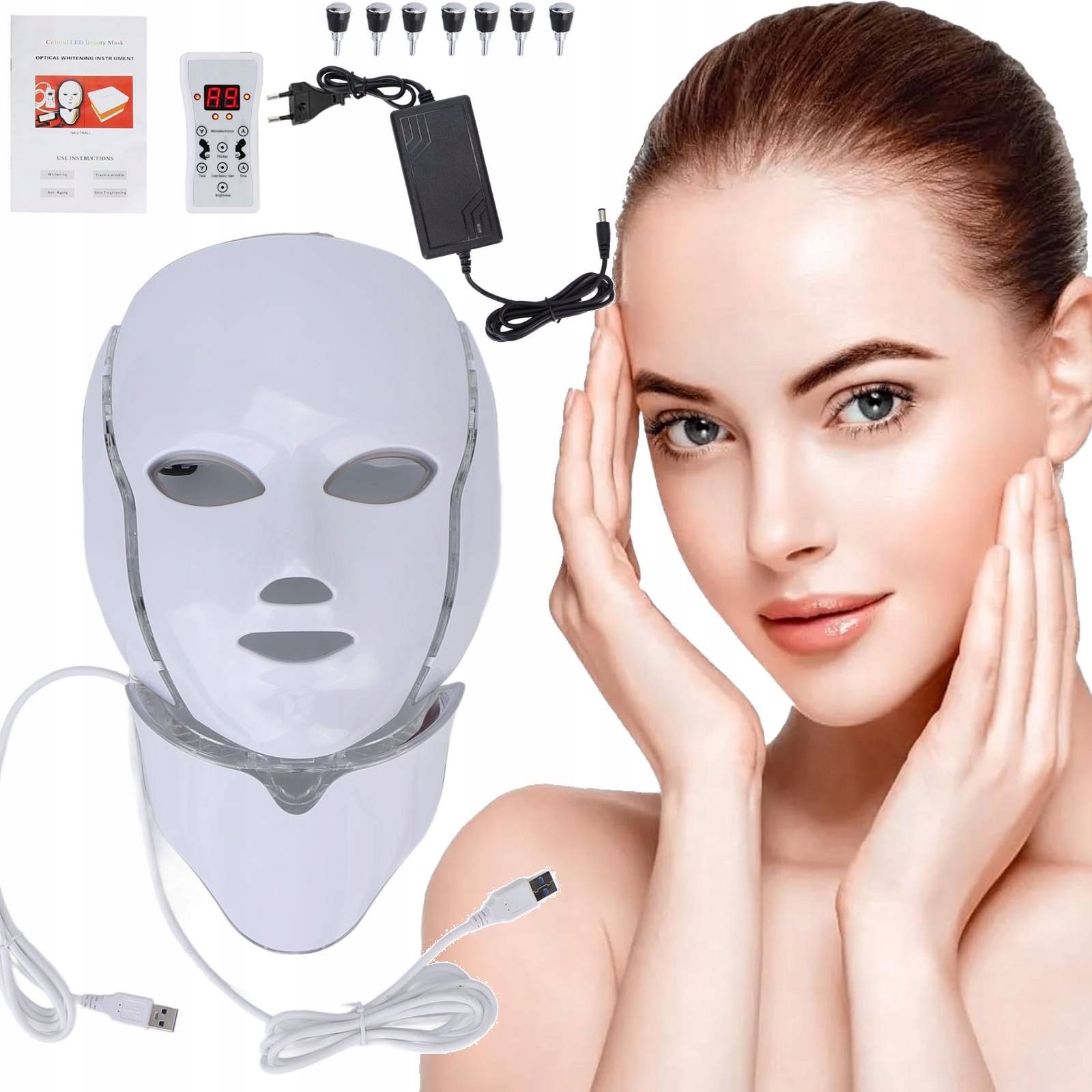 Led Maska 7 Barev Na Obličej A Krk, Zkrášlující Lifting