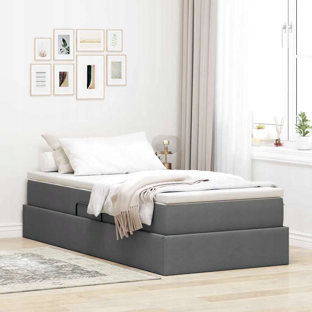 vidaXL Postel s úložným prostorem a matrací Tmavě šedá 100 x 200 cm