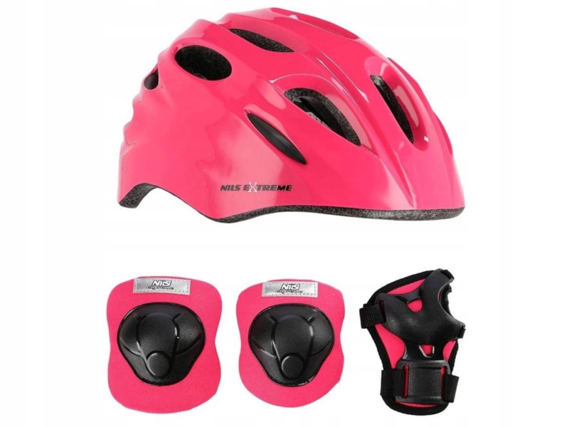 Kask rowerowy Nils Extreme MTW01 Różowy (rozmiar S) Zestaw ochraniaczy