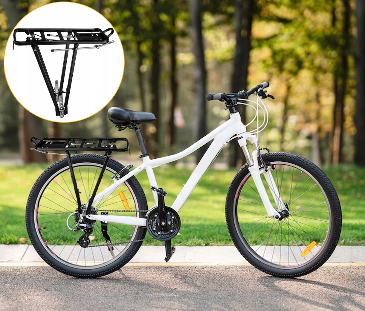 BAGAŻNIK ROWEROWY TYLNY NA ROWER ALUMINIOWY WYTRZYMAŁY 35KG UNIWERSALNY Materiał dominujący aluminium