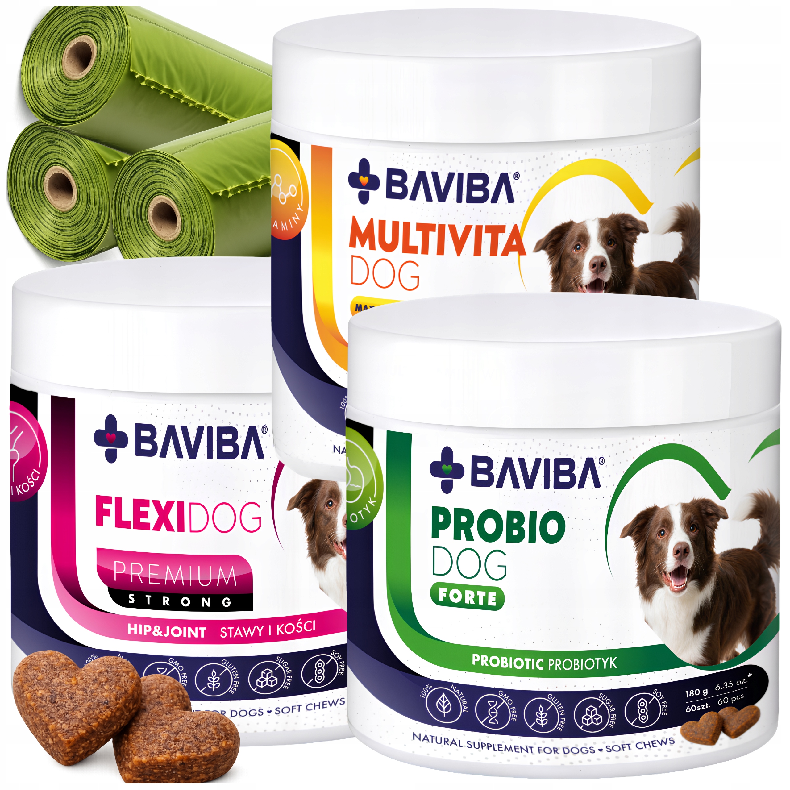 Zestaw Baviba ProBioDOG +multivita Dog +Flexi Dog Suplementy dla Psa 180szt