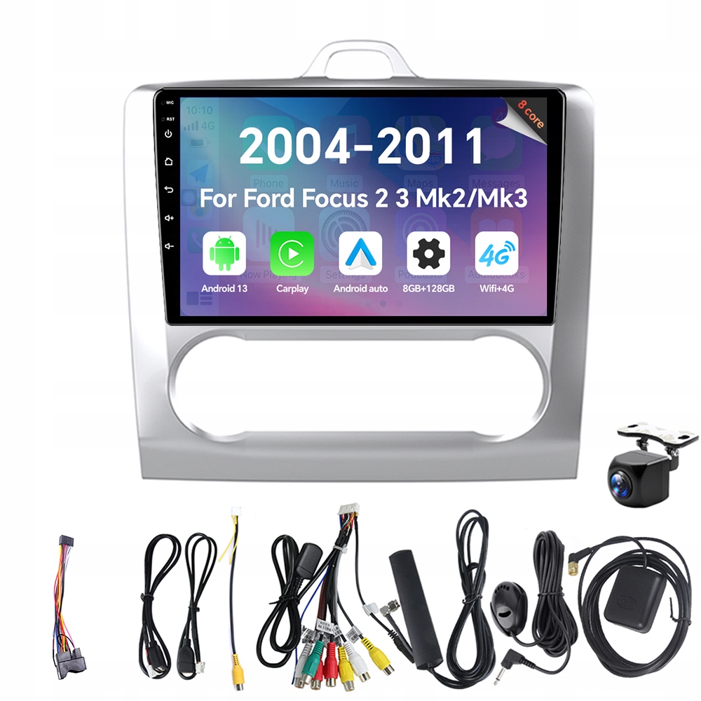 Autorádio Eunavi 2Din s Androidem 13 a 13" pro Ford Focus 2 3 Mk2/Mk3 2004-2011 s Rds