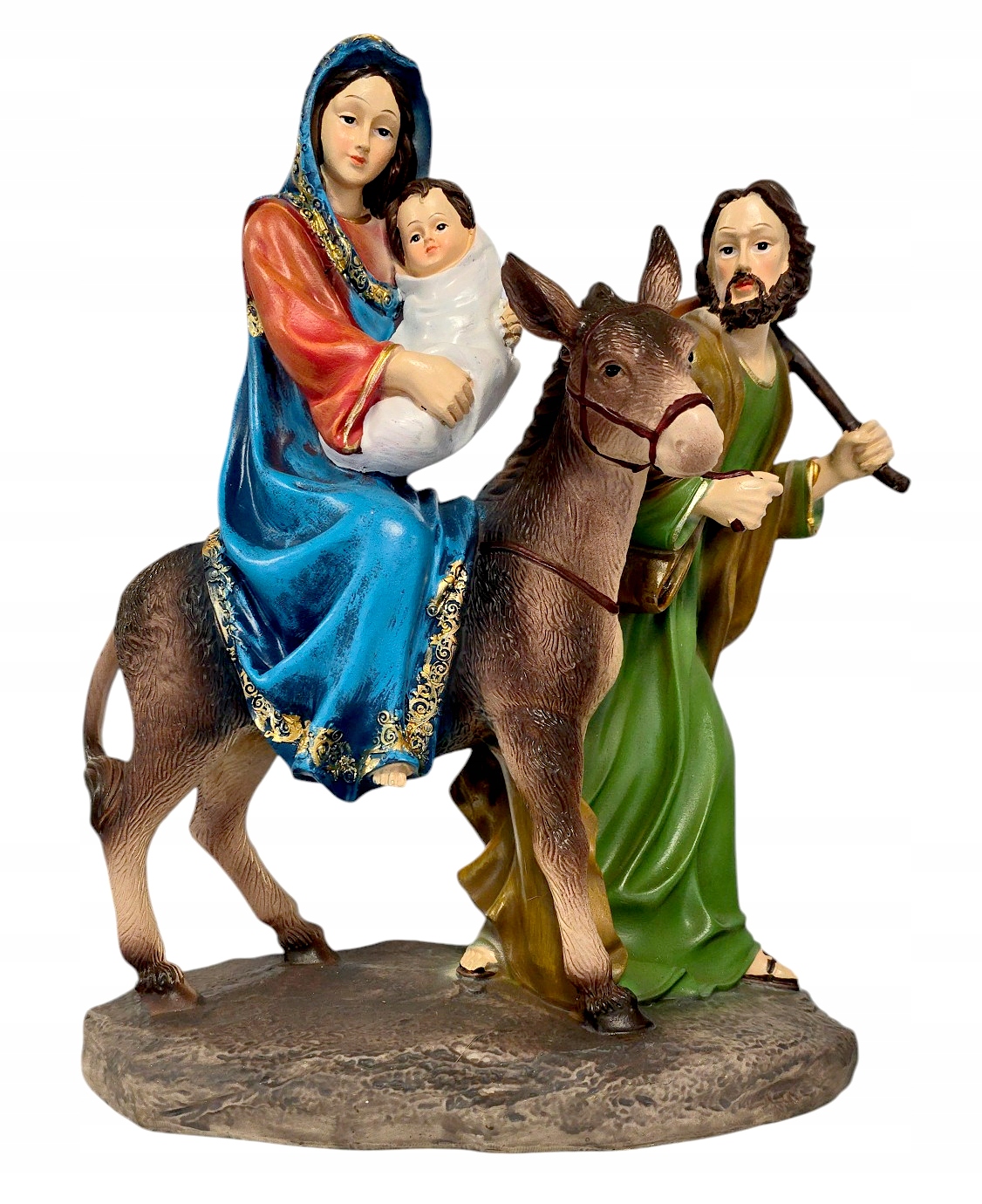 Figurka Marie s dítětem, sv. Josefem a oslíkem Betlémem 30 cm SGGS-111163