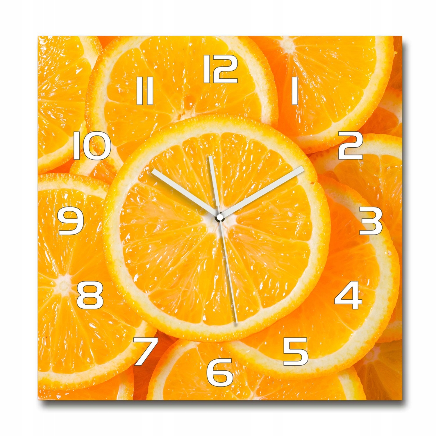 

Wiszący szklany zegar Plastry pomarańczy 60x60 cm
