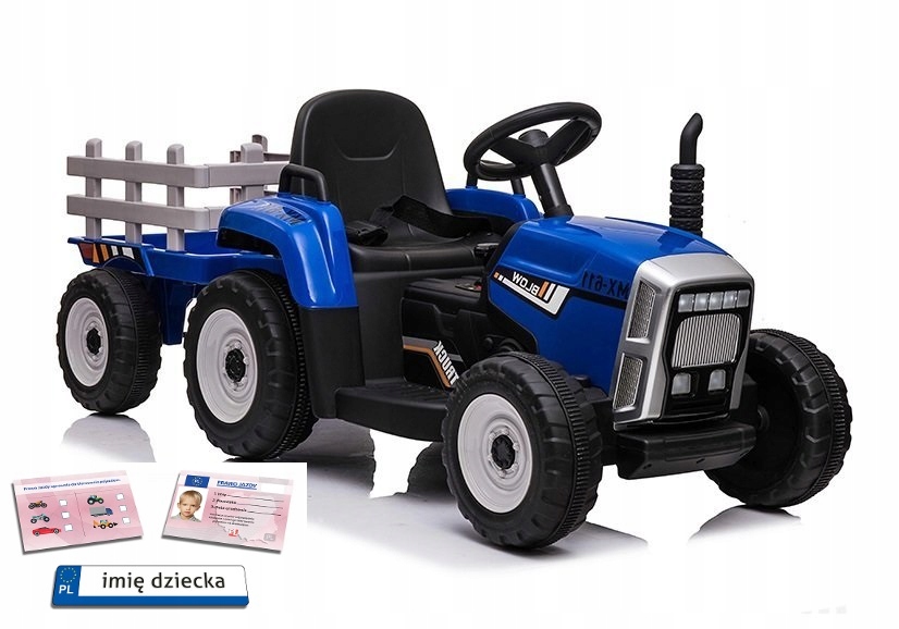 Traktor na akumulator z Przyczepką Pilot 137cm 12V Miękkie koła Eva Tablice