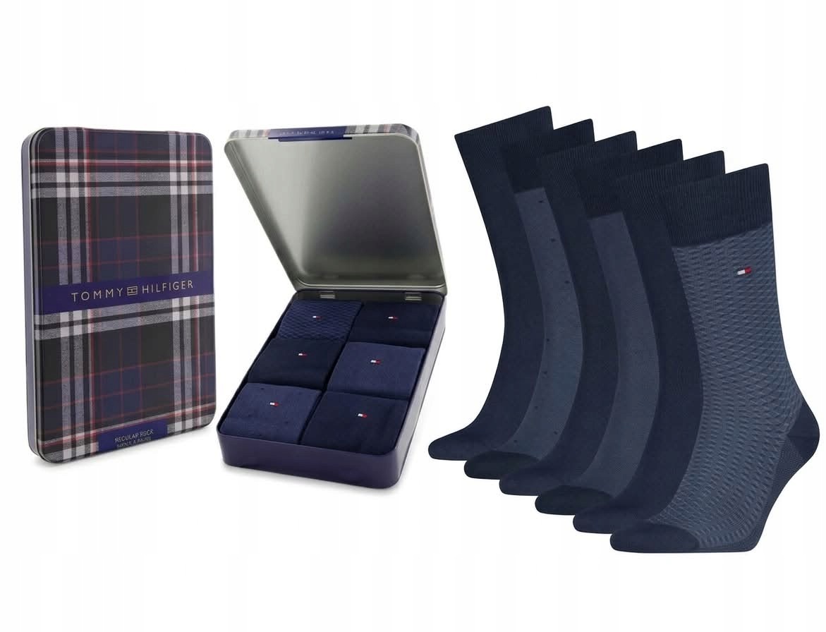 Ponožky Tommy Hilfiger Pánské 6 Párů Giftbox 6 Pak Dárek vel. 39-42 Námořnická Modrá