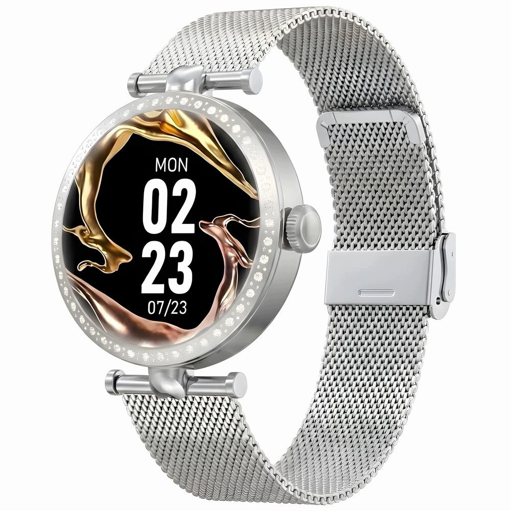 Chytré Hodinky Gravity GT27-4 stříbrné stříbrný mesh náramek