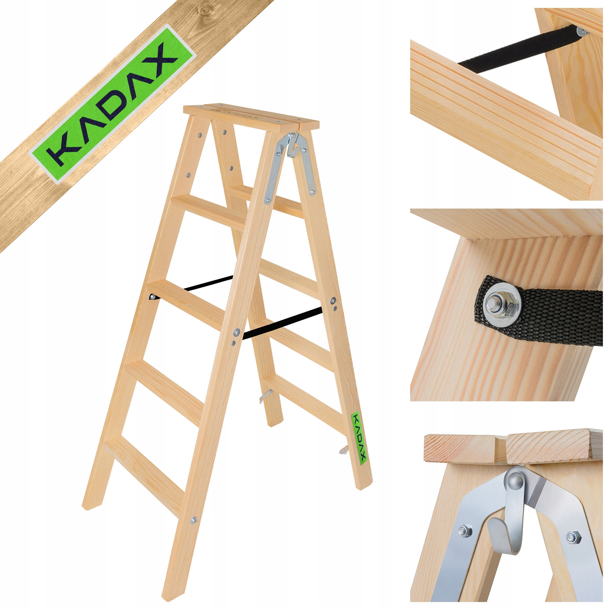 Maliarsky Drevený Rozstupový Rebrík 5 Stupňov, Skladací, Obojstranný