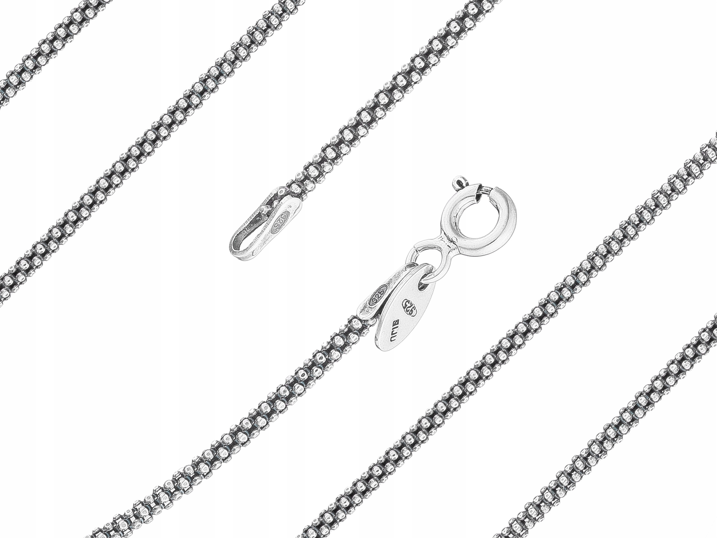 Dlouhý Stříbrný Dámský Oxidovaný Řetízek Popcorn 1,7mm Coreana Stříbro 90