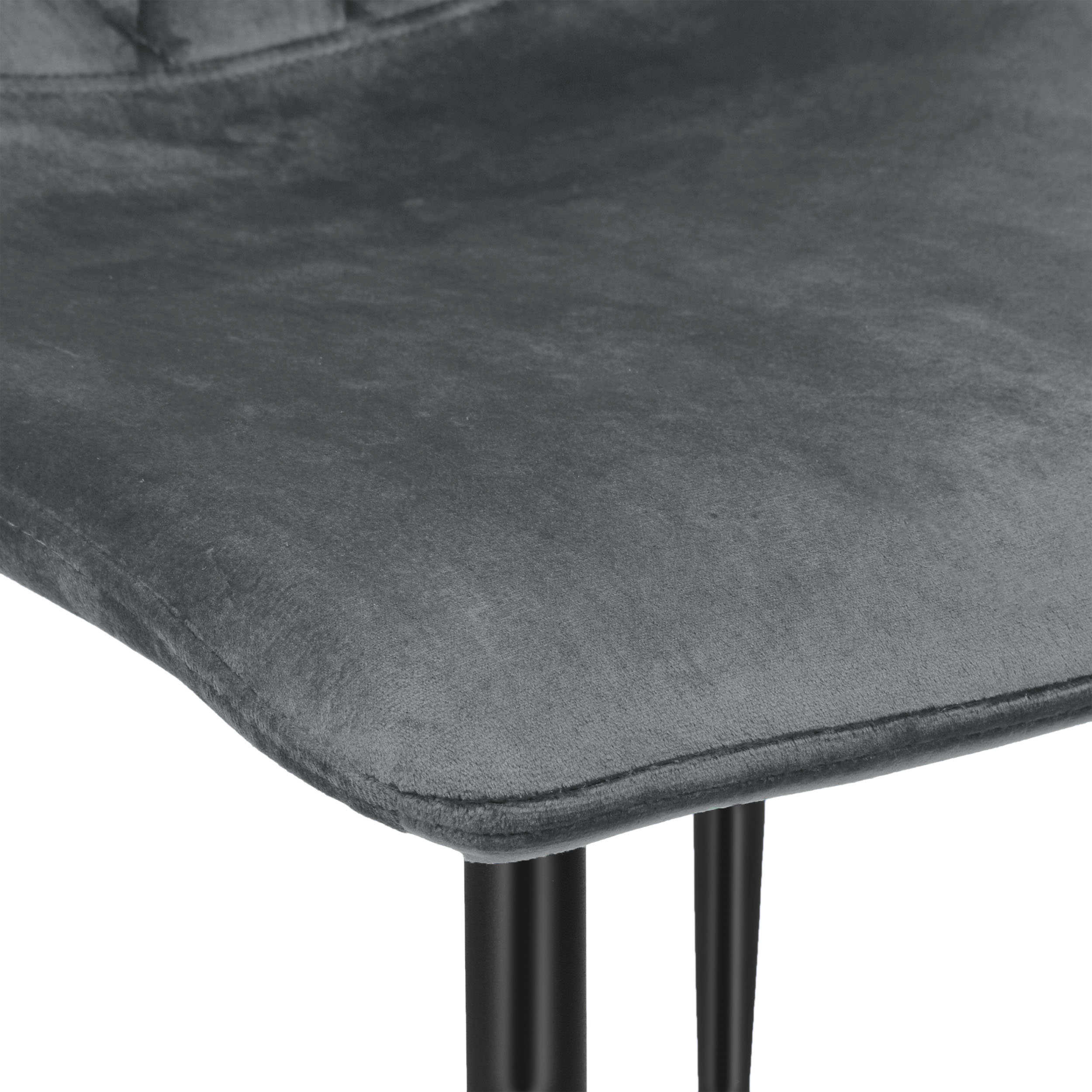 KRZESŁO WELUROWE PIKOWANE TAPICEROWANE NOWOCZESNE METAL LOFTOWE GRAFITOWE Szerokość siedziska 45 cm