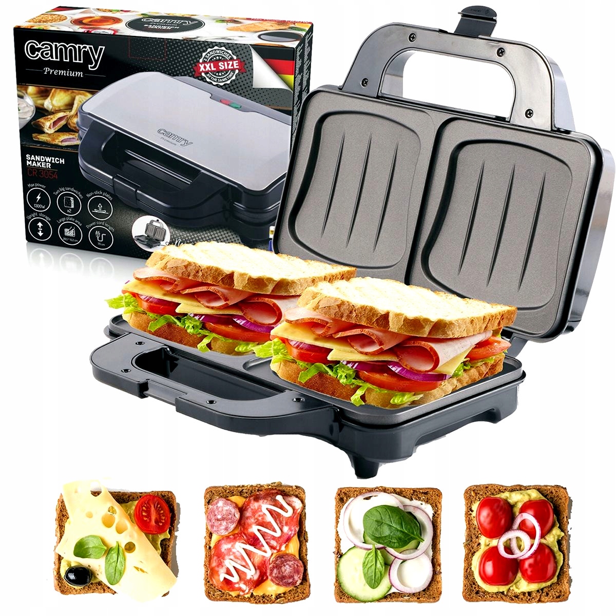TOSTER OPIEKACZ DO KANAPEK TOSTÓW SANDWICH 1300W