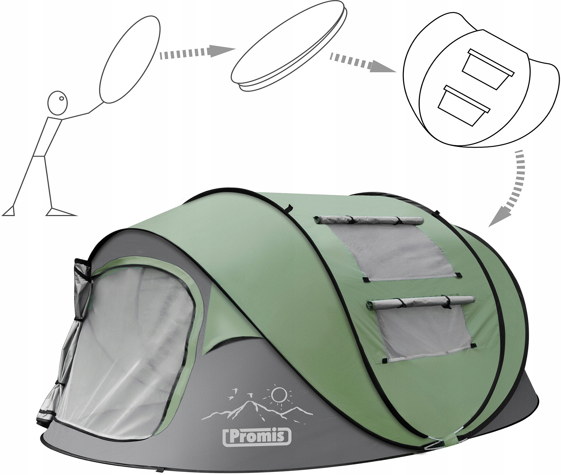 NAMIOT Turystyczny KEMPINGOWY 3 os. SAMOROZKŁADAJĄCY POP-UP Promis 3 SECOND Marka Promis