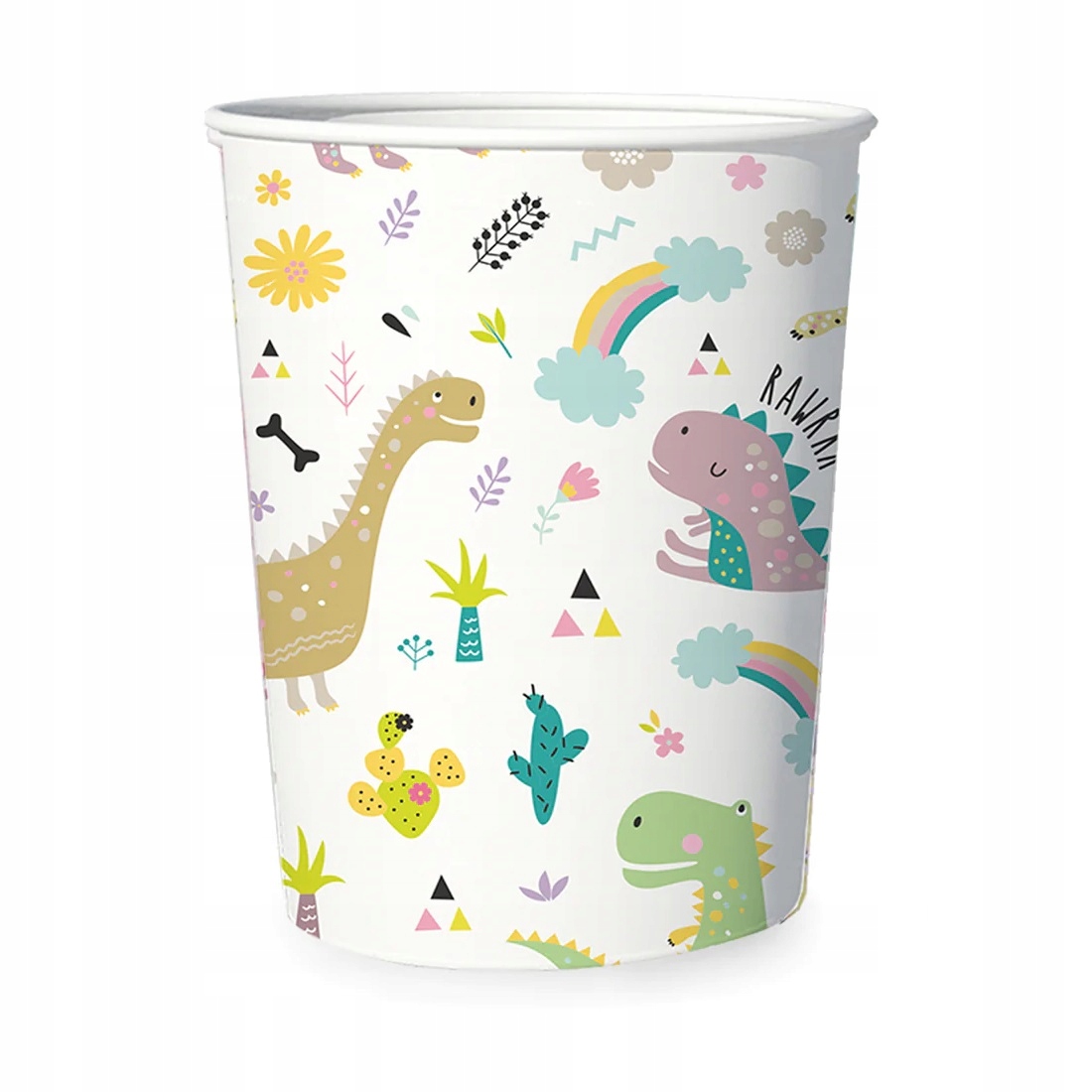 Kubeczki papierowe DINOZAURY 220 ml 6 szt na urodziny dla dzieci