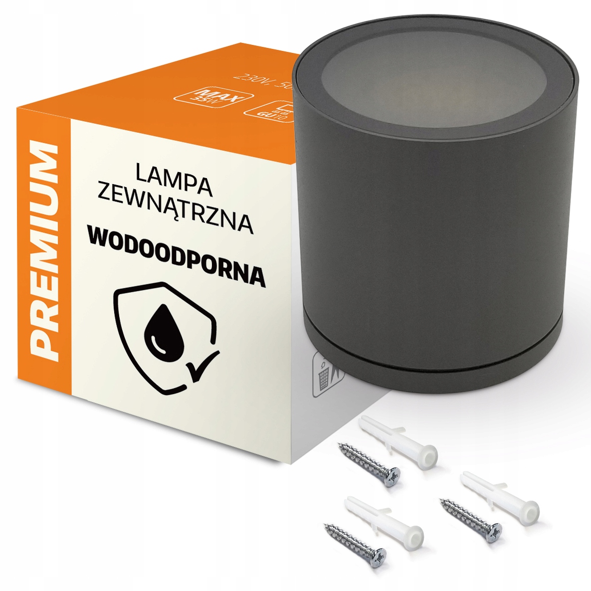 Oprawa Natynkowa Zewnętrzna Czarna Tuba Okrągła