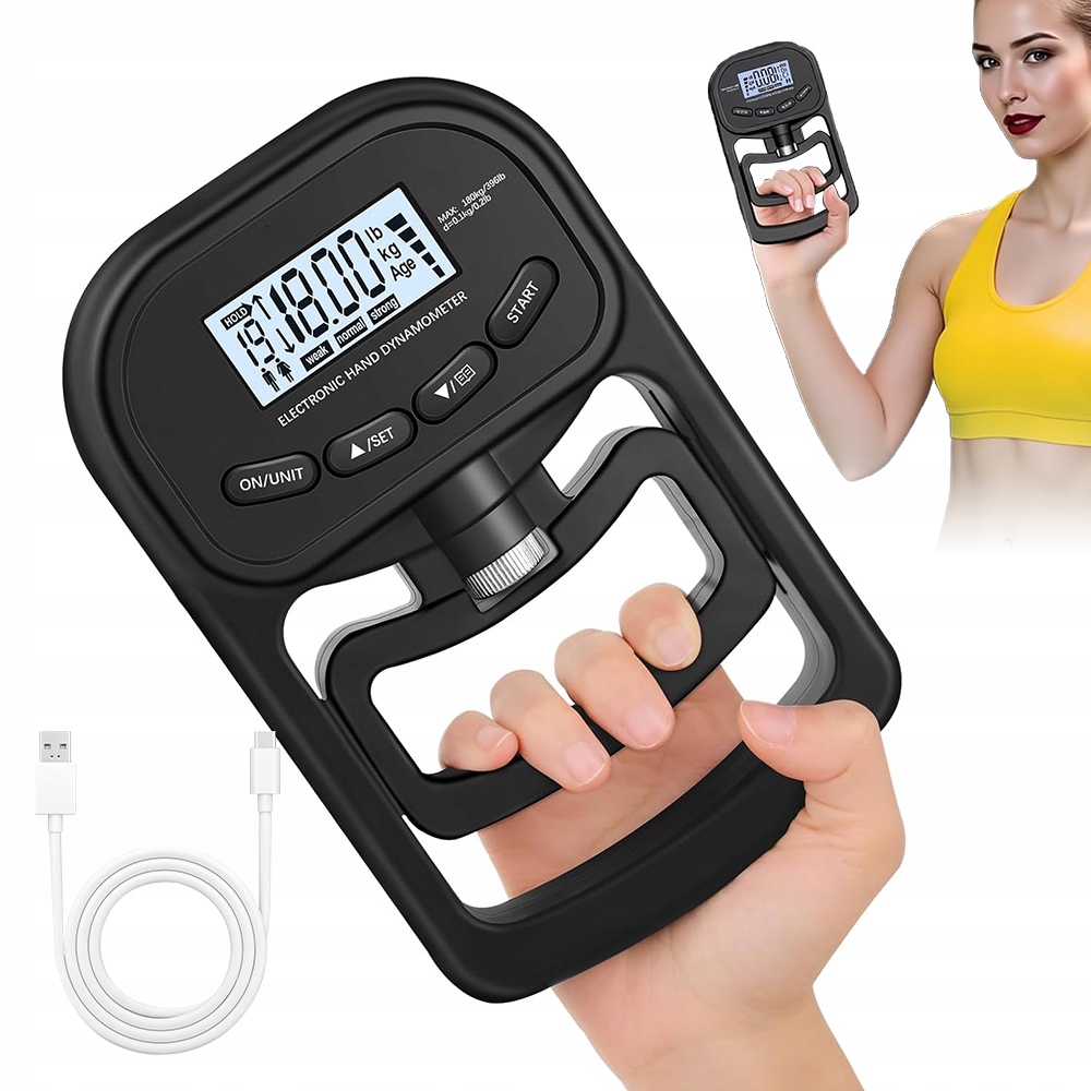 Tester Siły Chwytu Z Akumulatorem I Bateriami Aaa LCD 180KG