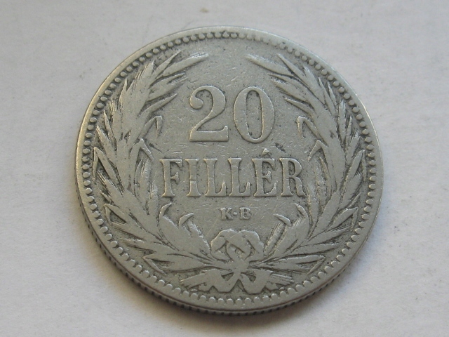 nr2220 Węgry Stara Moneta 20 Filer 1894