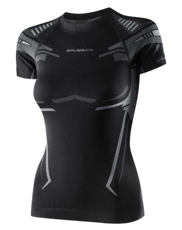 Koszulka Damska Brubeck Ss Dry czarny/grafitowy XL