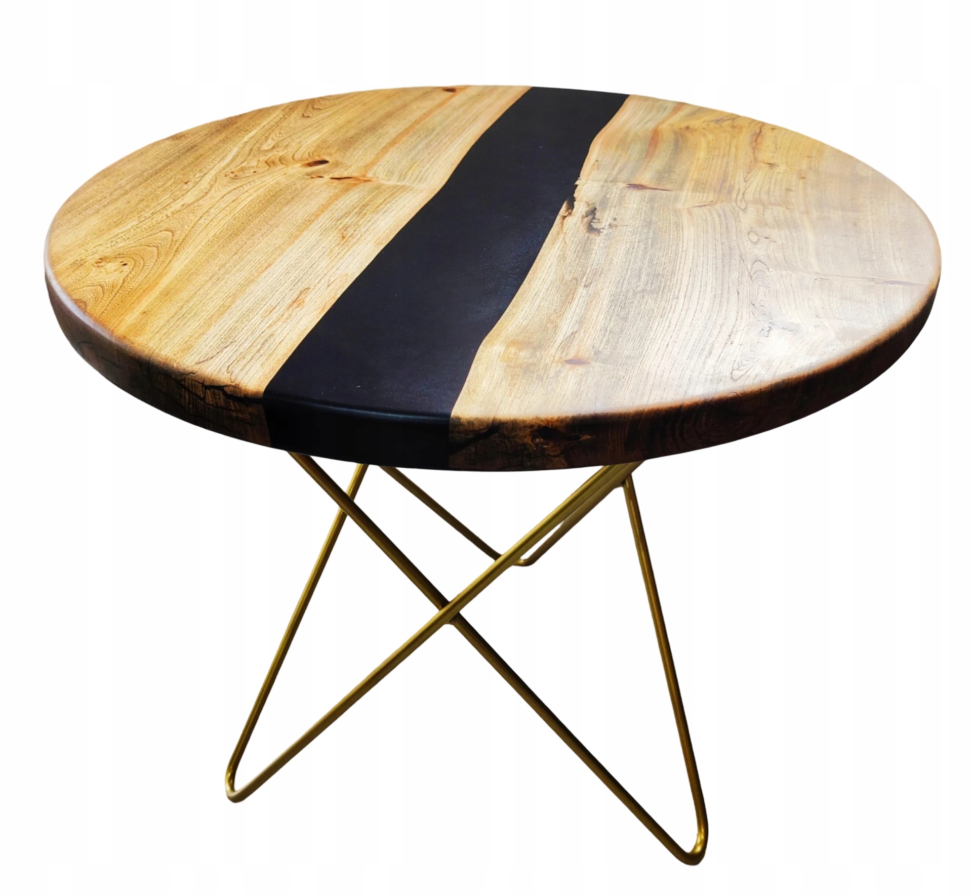 Konferenčný stolík z dubu s kvetmi zapustenými do živice 60 cm