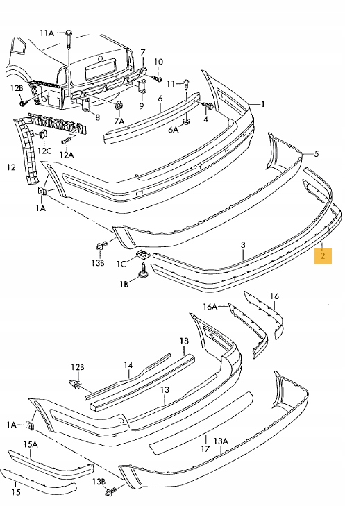 Бампер задній VW PASSAT B5 FL 3b5807423e
