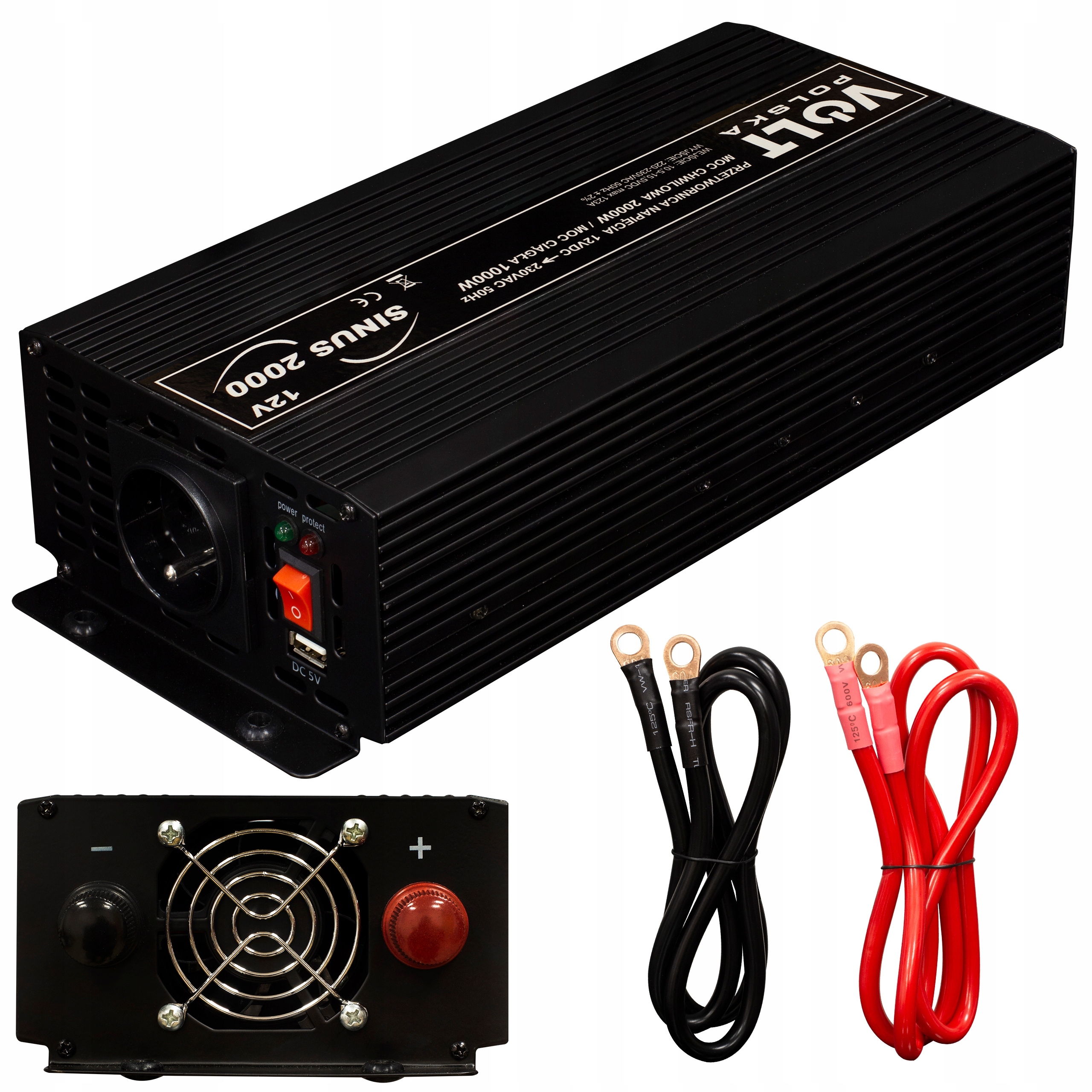 PRZETWORNICA PRĄDU NAPIĘCIA SINUS 12V 230V 2000W