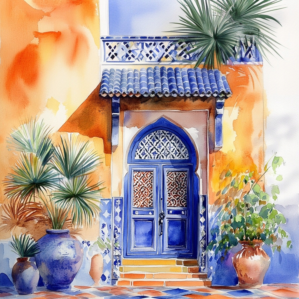 Obraz Na Plátně Canvas Arabská Architektura Maroko Dveře Keramika 80x80