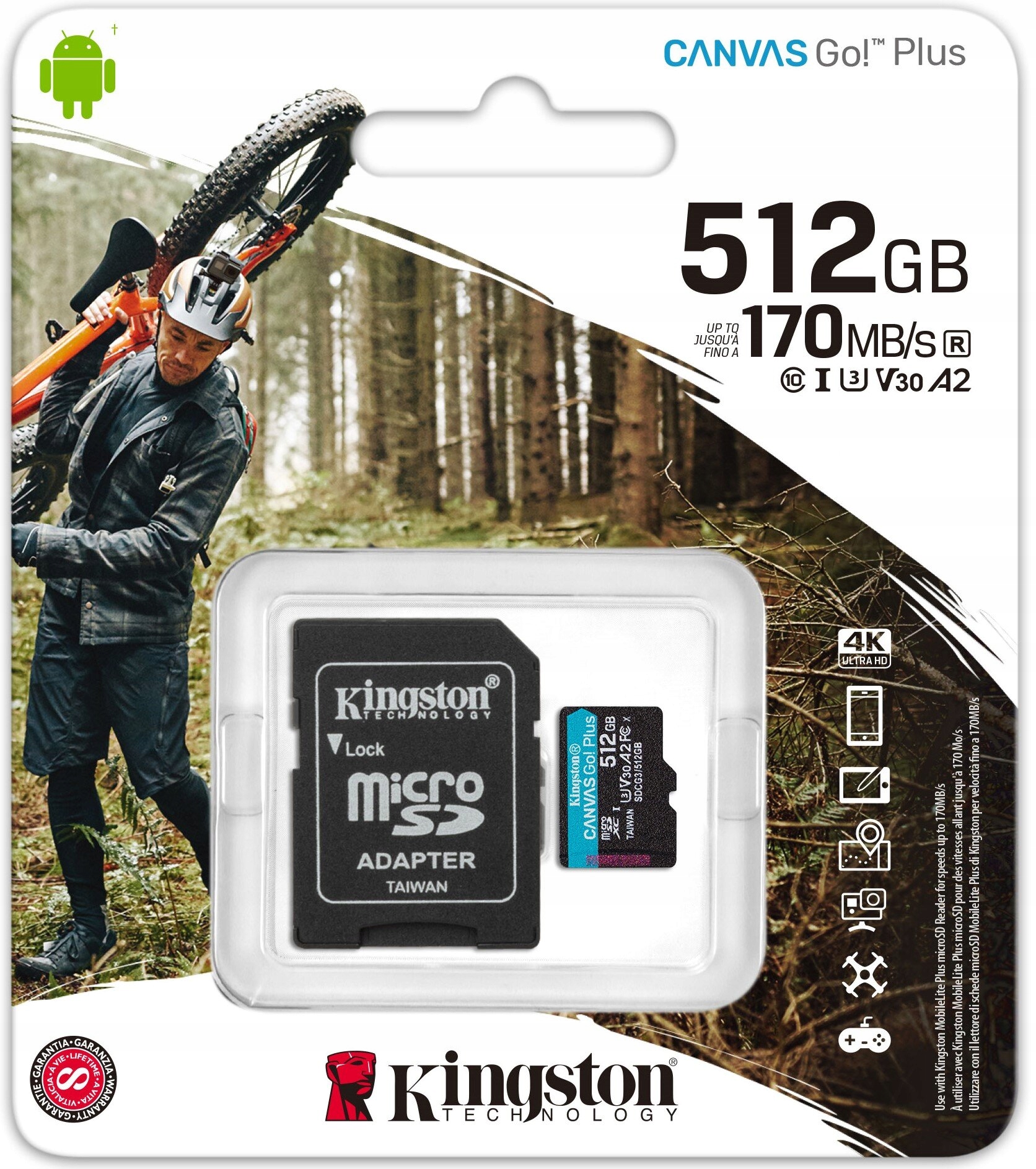 Karta KINGSTON Canvas Go- Plus microSDXC 512GB Klasy prędkości C10 U3 V30 A2