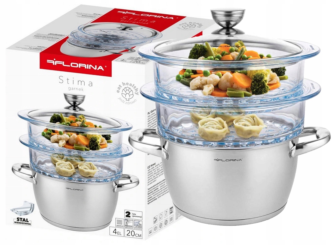 GARNEK DO GOTOWANIA WARZYWA NA PARZE PAROWAR SZKLANY 2,5L