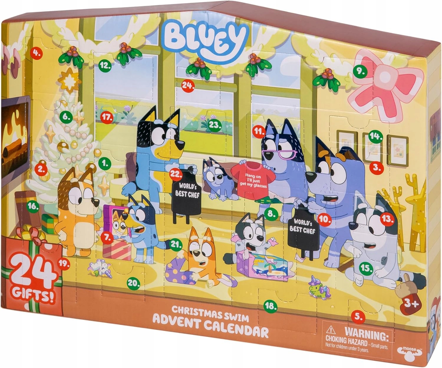 Адвент-календарь Bluey Christmas Swim, 2 фигурки, 19 аксессуаров и наклейки, от 3 лет — фото 2