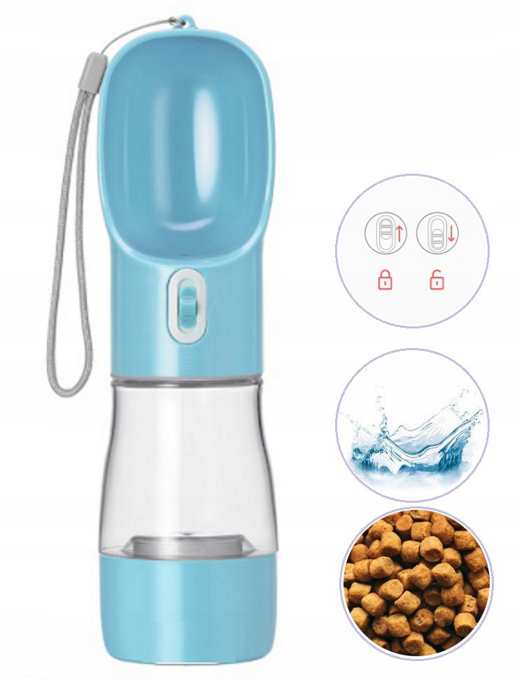 

Przenośna butelka, poidło, bidon z miską dla psa