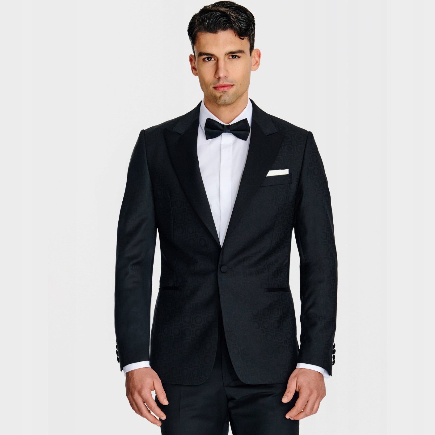 Černá žakárová sako pánská smokingová bunda Pako Lorente vel