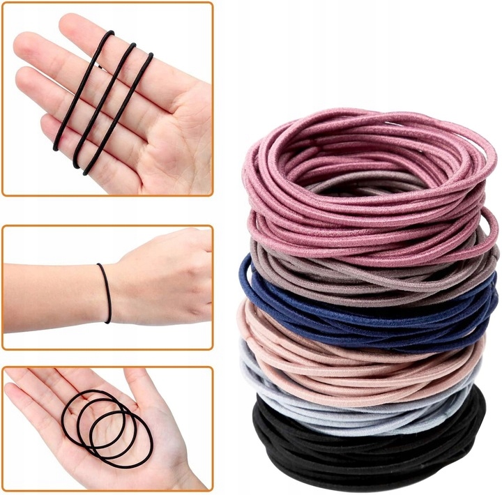 GUMKI ELASTYCZNE DO WŁOSÓW CIEŃKIE BEZ ŁĄCZEŃ GUMKA KUCYKI 100SZT