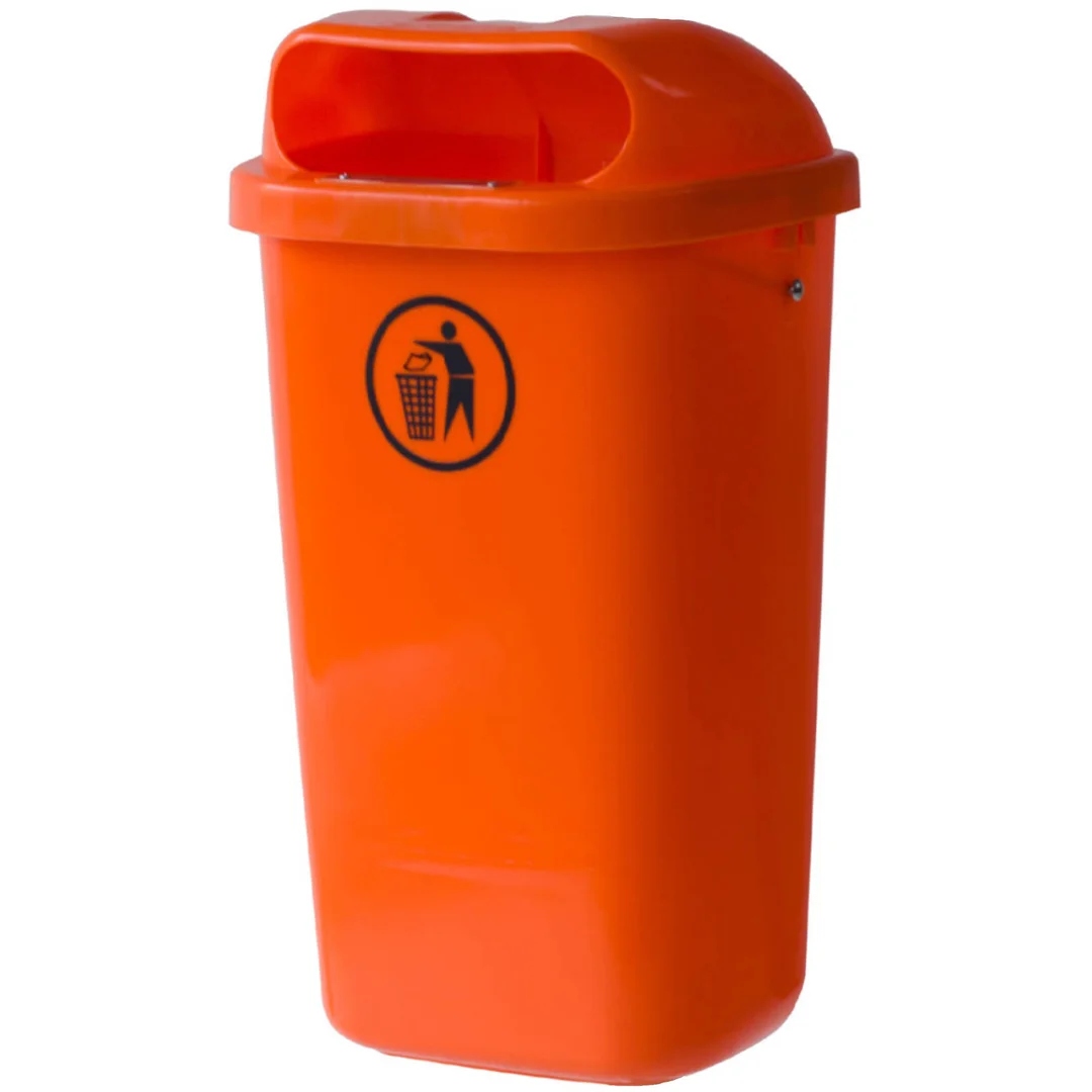 Městský pouliční koš na odpadky na sloupek nebo stěnu Din 50L -...