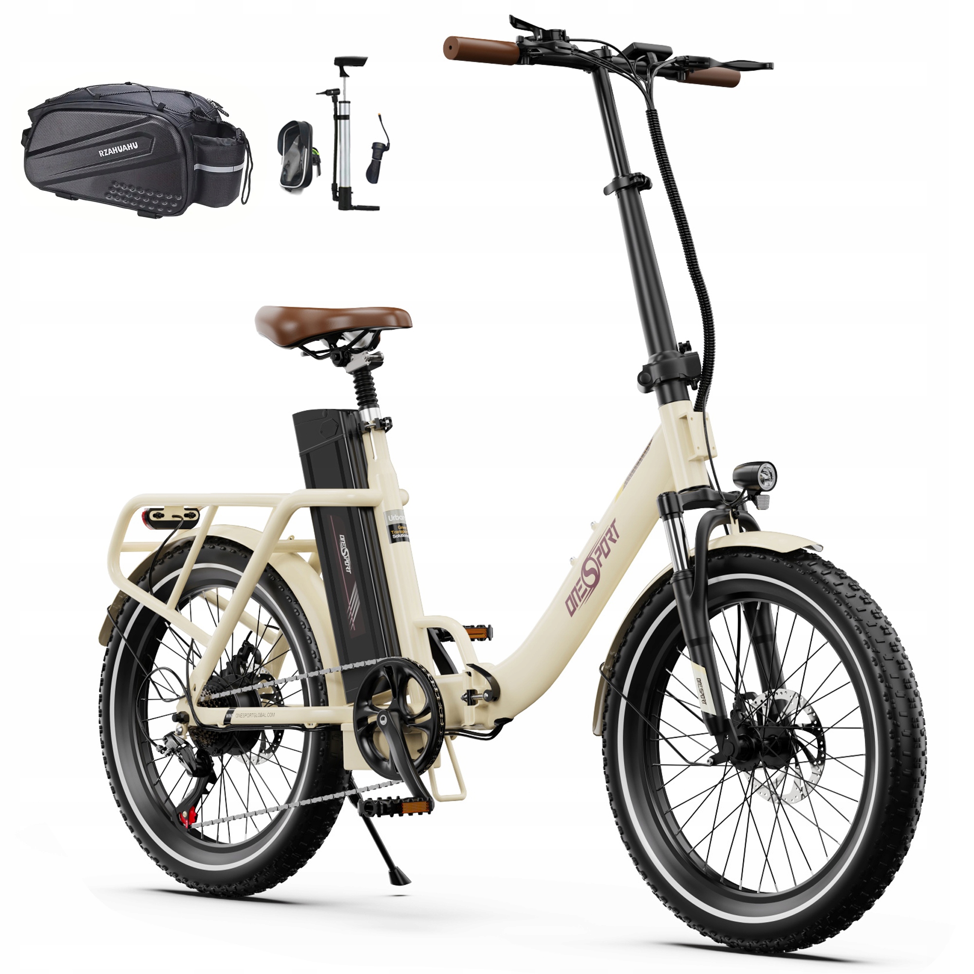 Rower Elektryczny Składany 48V 17Ah 250W, Koła 20" x 3.0, Zasięg do 120 km