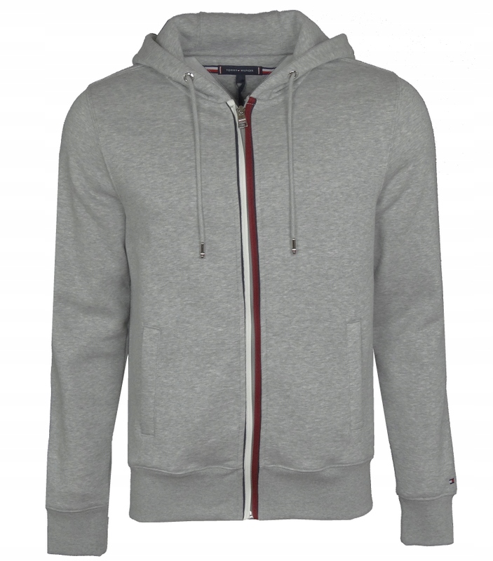 Tommy Hilfiger pánská mikina s kapucí, na zip, šedý melír, S