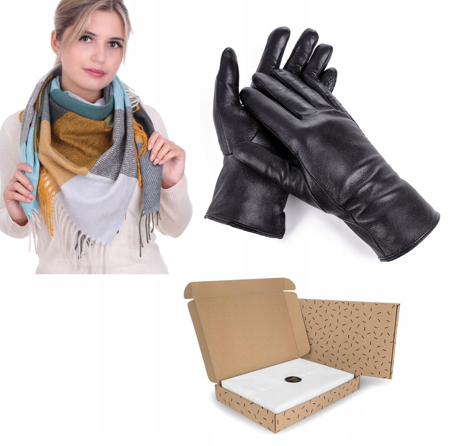 

Zestaw Prezentowy Damski - Rękawiczki + Chusta