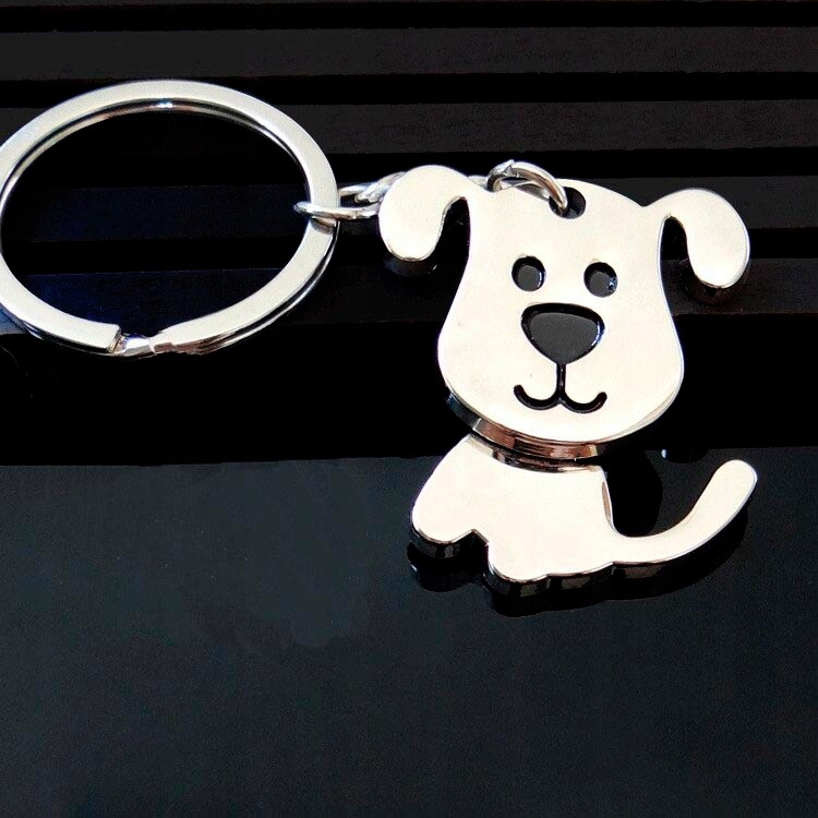 BRELOK METALOWY ZAWIESZKA DO KLUCZY TOREBKI PIES RUCHOMY PRZYWIESZKA PIESEK Kolor szary