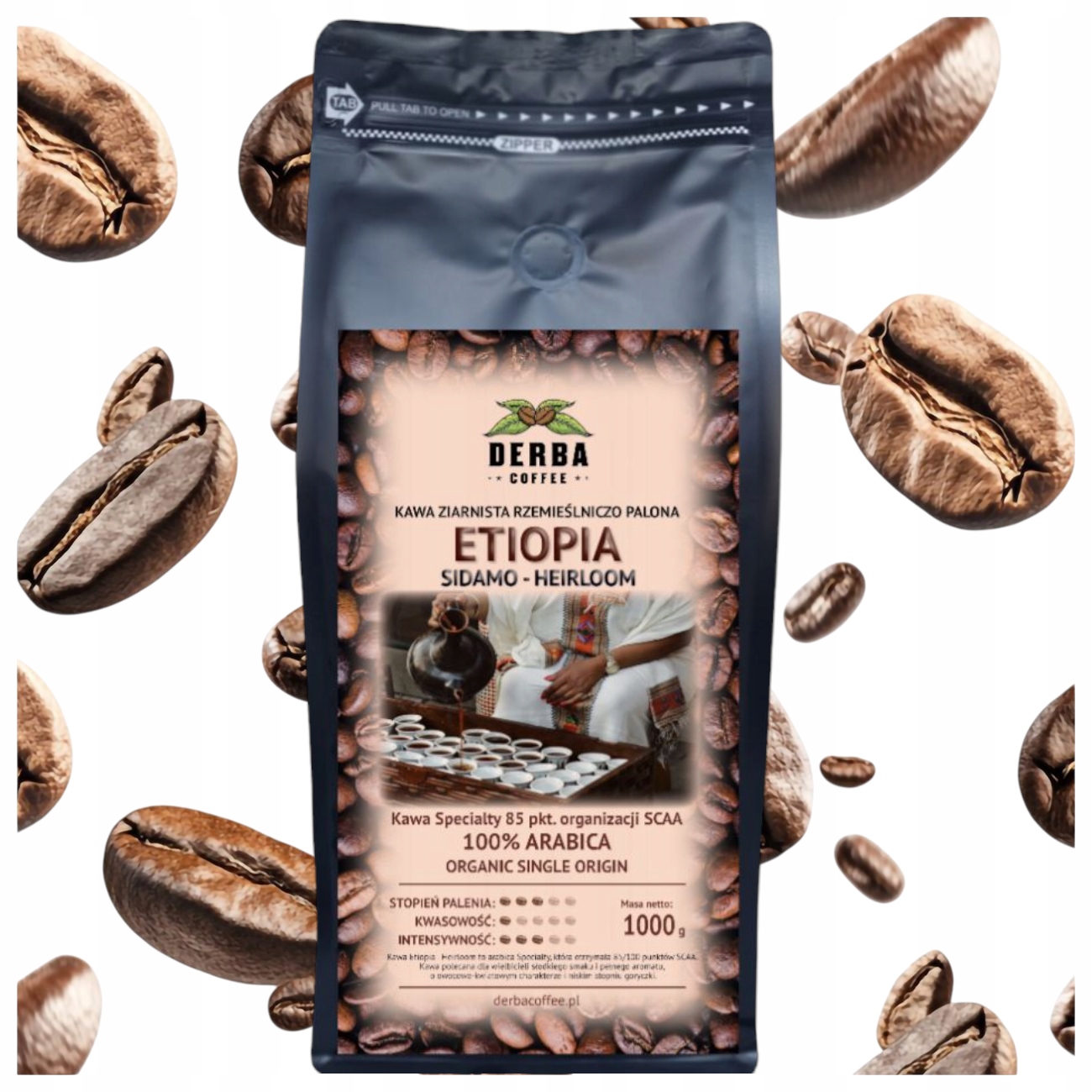 Káva Etiopia Nízkodráždivá 1 kg zrnková 100% Arabika Specialty Sidamo