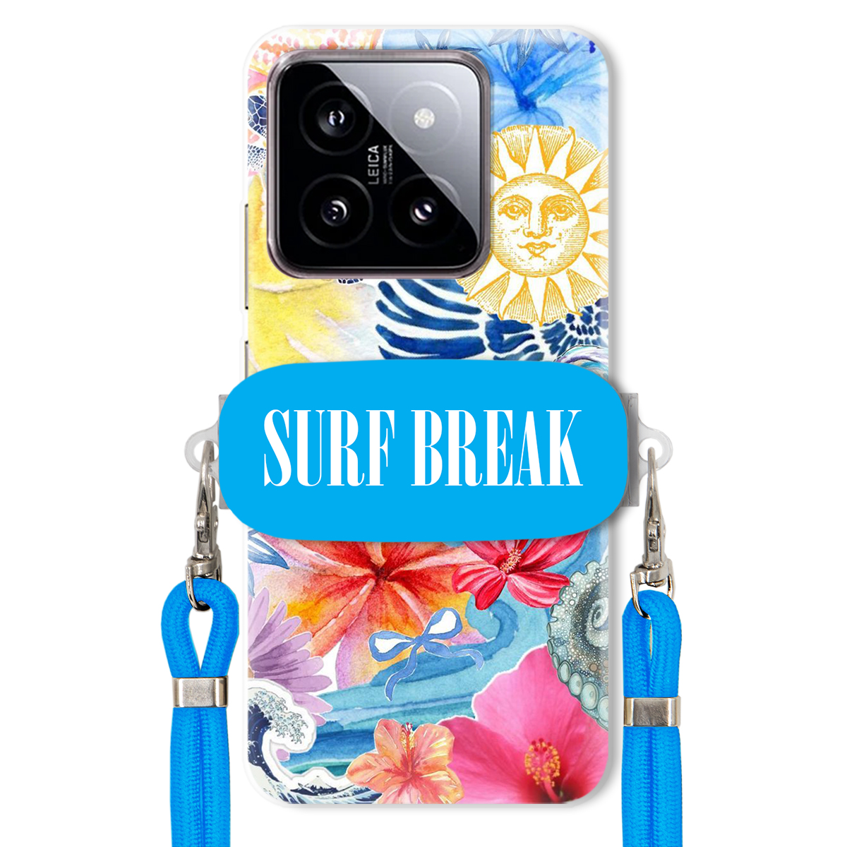 Puzdro pre Xiaomi 14 Crossbody Blue Surf Break držiak na dovolenku