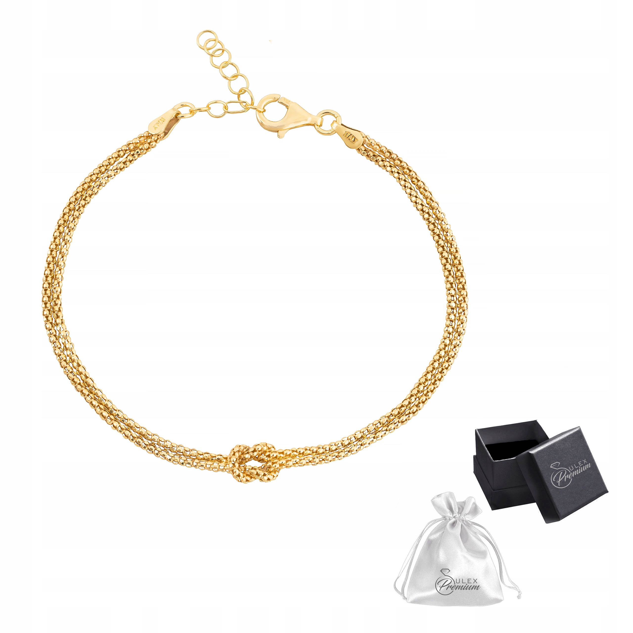 Stříbrný náramek ryzost 925 Elegantní Zlatý náramek s uzlem pro ni