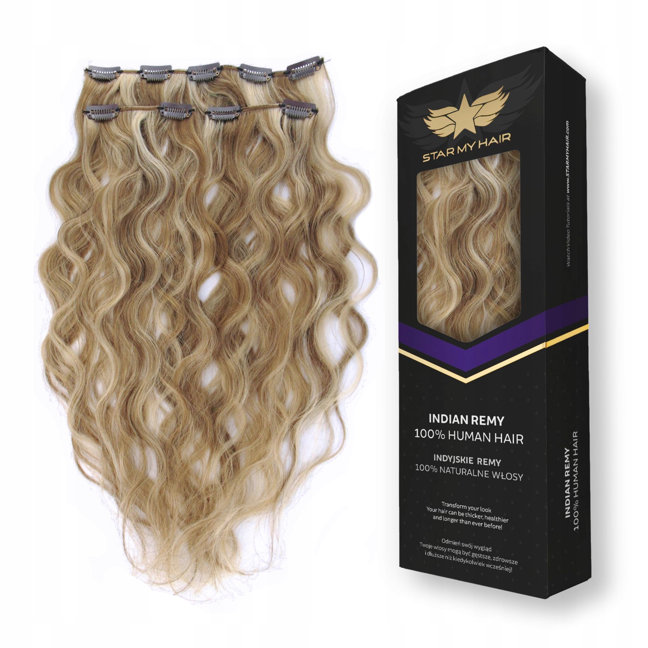 Włosy naturalne dopinki Clip-in 50-55 cm 3 taśmy 40g Falowane Star My Hair