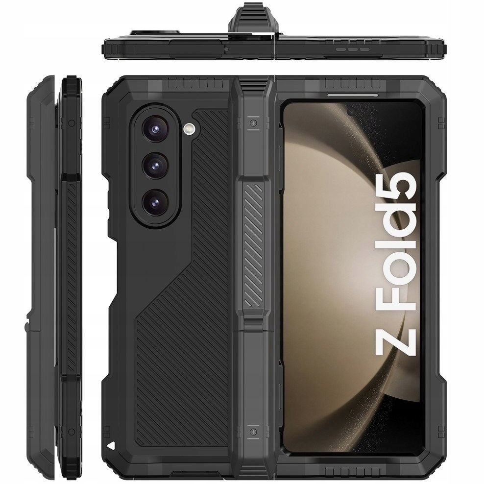 Pancéřové Hliníkové Pouzdro Case pro Galaxy Z Fold 5 Zadní Kryt Kryt se stojánkem